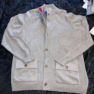 NWT Five Four Size XL Gray Mock Neck Cardigan Sweater Preppy Academia Heritage